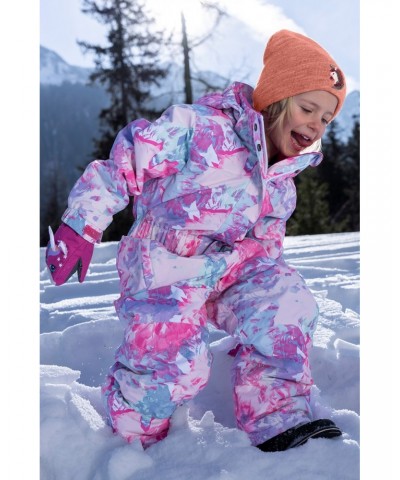 Cloud Printed Kids All in One Waterproof Snowsuit Bubble Gum $33.14 Ski