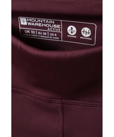 Blackout High Waisted Womens Tights Burgundy $19.46 Active