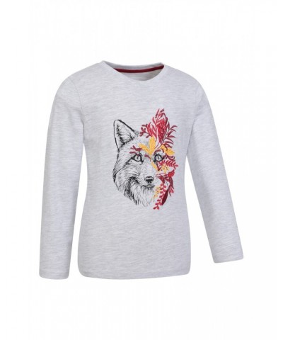 Kids Organic Fox Embroidered Long Sleeve Top Beige $10.07 Tops