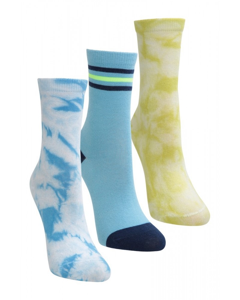 Tie Dye Kids Recycled Socks Multipack Pale Blue $10.25 Accessories