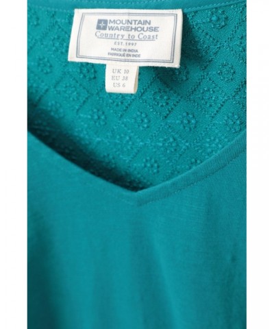 Portofino Womens Embroidered Tank Top Teal $13.56 Tops