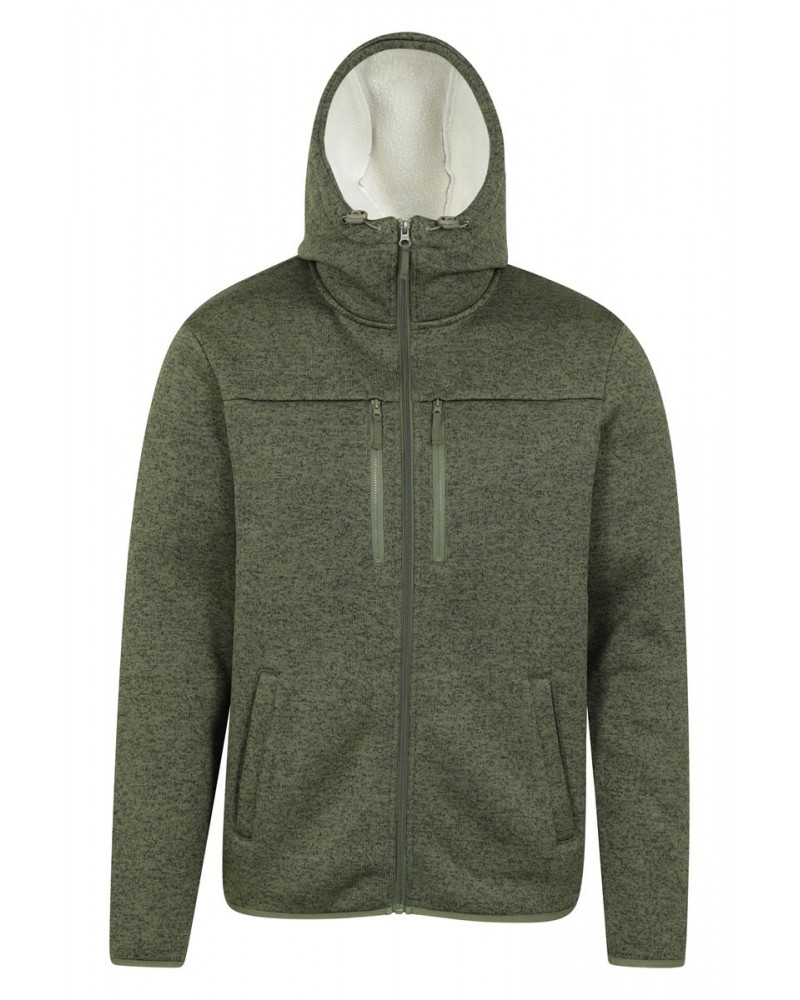 Dawlish Mens Fur Lined Hoodie Khaki $26.87 Fleece