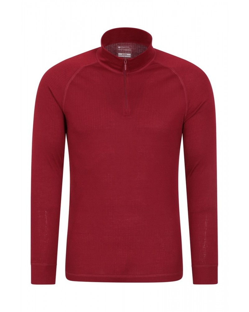 Talus Mens Long Sleeved Zip Neck Top Red $13.79 Thermals