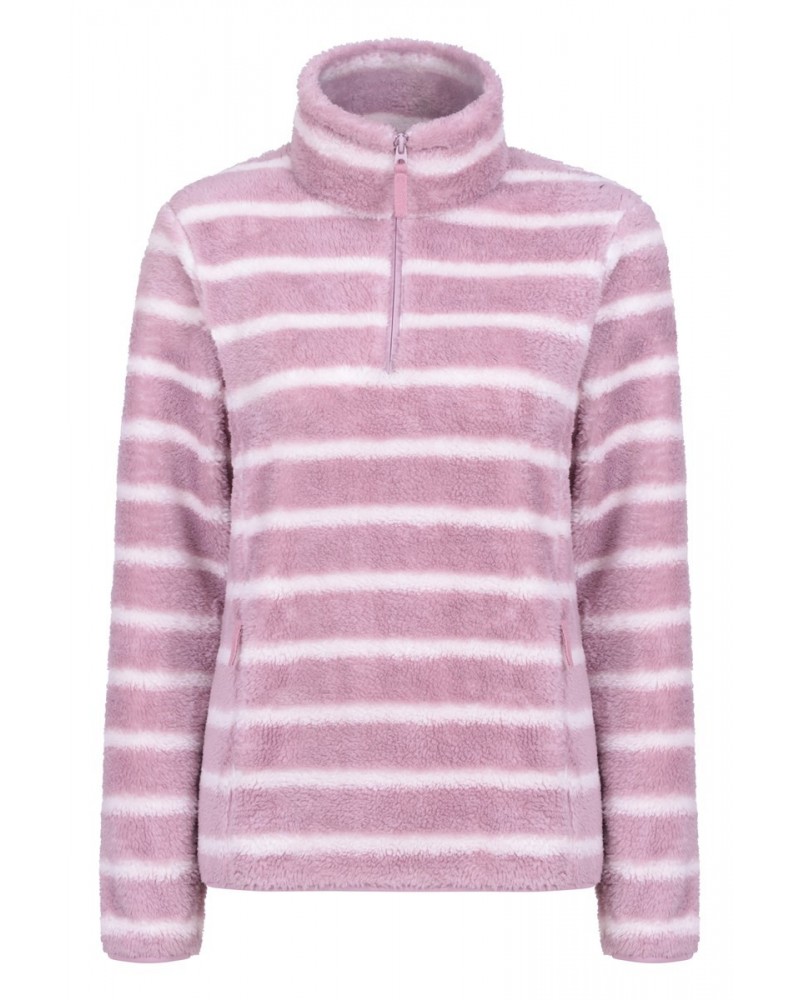 Nessy Stripe Womens Fleece Purple $17.81 Fleece