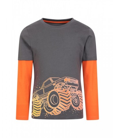 Monster Truck Organic Kids T-Shirt Charcoal $10.07 Tops