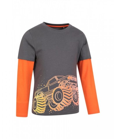 Monster Truck Organic Kids T-Shirt Charcoal $10.07 Tops