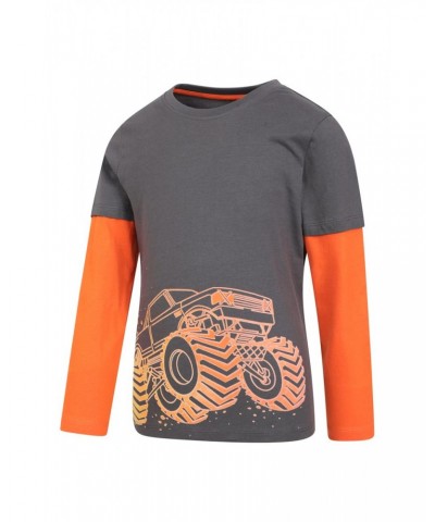 Monster Truck Organic Kids T-Shirt Charcoal $10.07 Tops