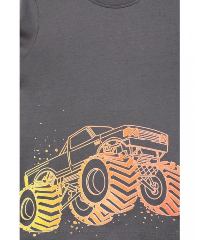 Monster Truck Organic Kids T-Shirt Charcoal $10.07 Tops