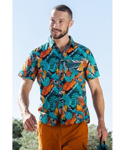 Hawaiian Short Sleeve Mens Shirt Turquoise $19.79 Tops