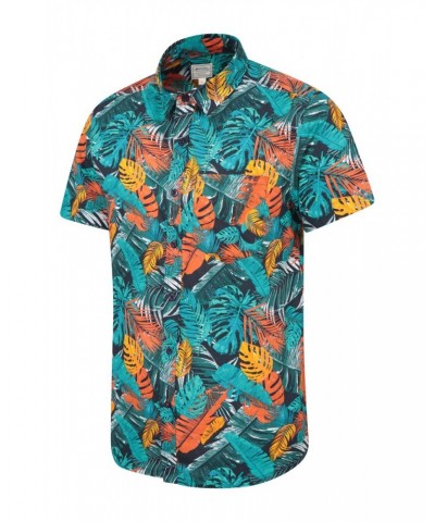 Hawaiian Short Sleeve Mens Shirt Turquoise $19.79 Tops