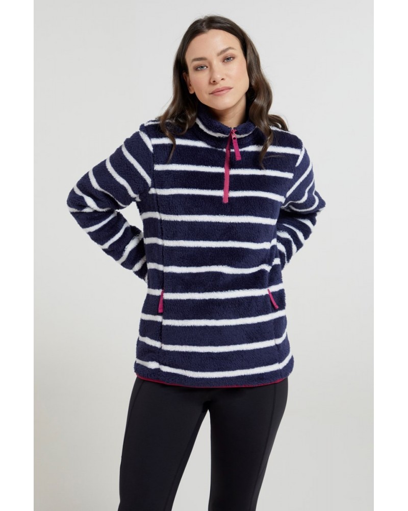 Nessy Stripe Womens Fleece Navy $15.51 Fleece