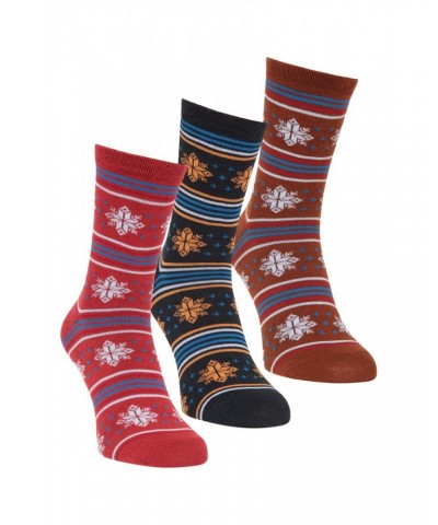 Recycled Jacquard Mens Mid-Calf Socks 3-Pack Red $13.74 Accessories