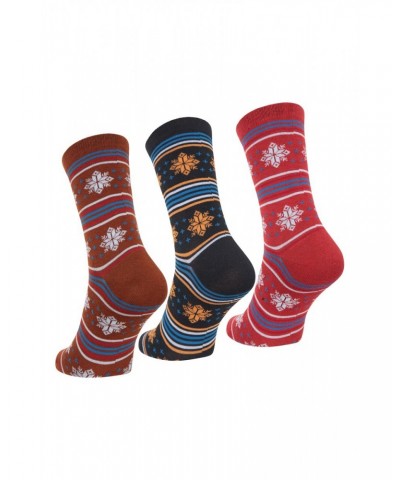 Recycled Jacquard Mens Mid-Calf Socks 3-Pack Red $13.74 Accessories