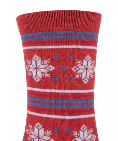 Recycled Jacquard Mens Mid-Calf Socks 3-Pack Red $13.74 Accessories