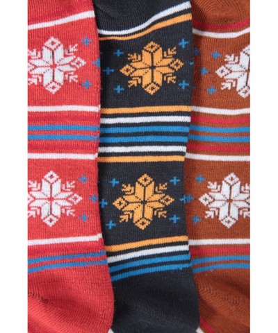 Recycled Jacquard Mens Mid-Calf Socks 3-Pack Red $13.74 Accessories