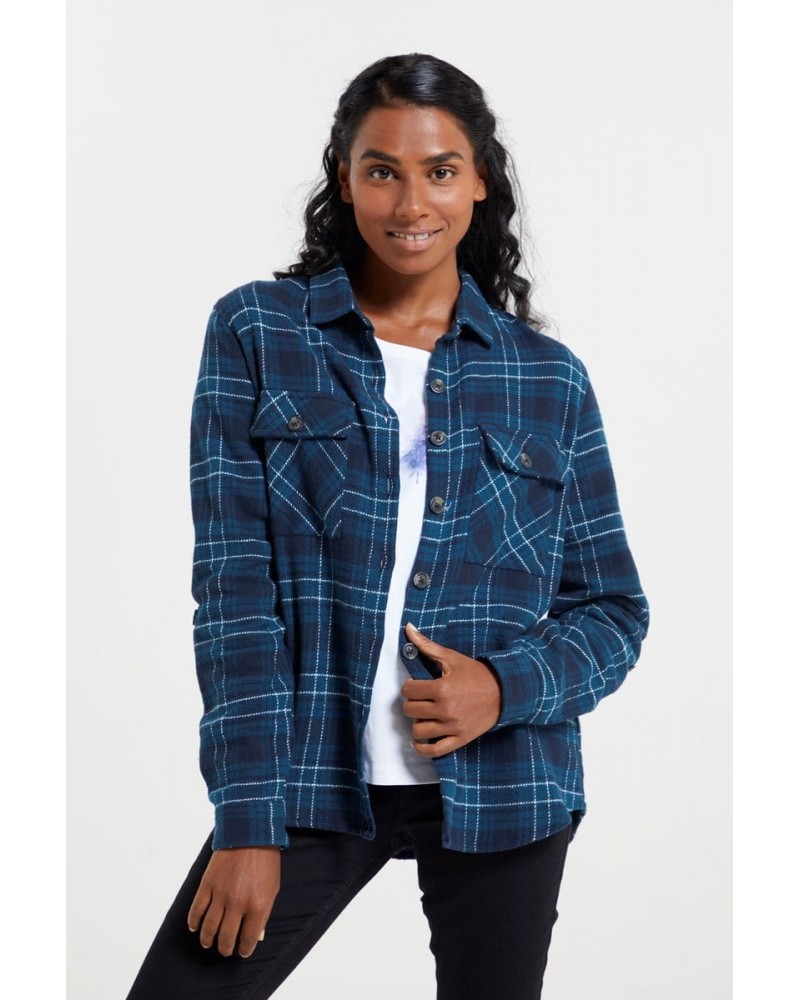 Amber Womens Flannel Shirt Teal $19.60 Tops