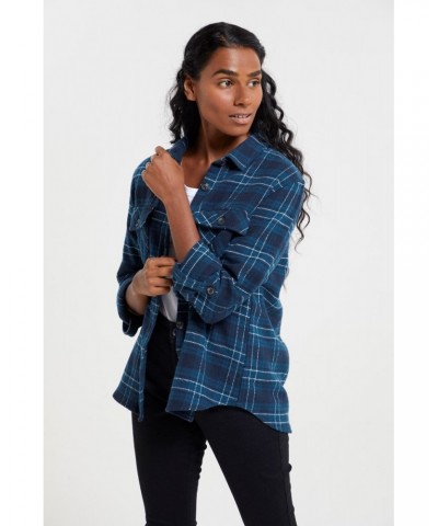 Amber Womens Flannel Shirt Teal $19.60 Tops