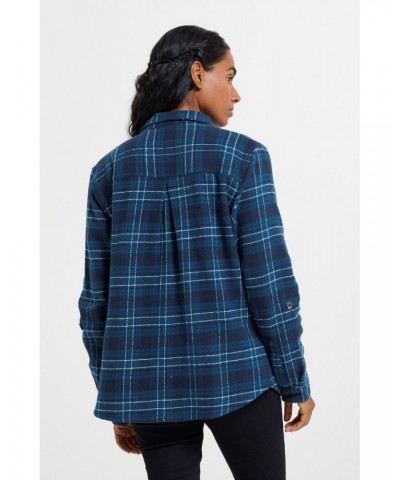 Amber Womens Flannel Shirt Teal $19.60 Tops