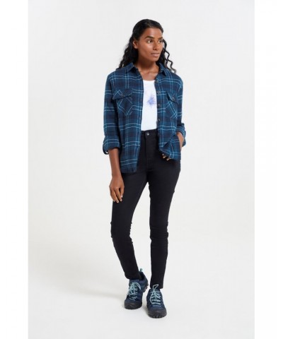 Amber Womens Flannel Shirt Teal $19.60 Tops