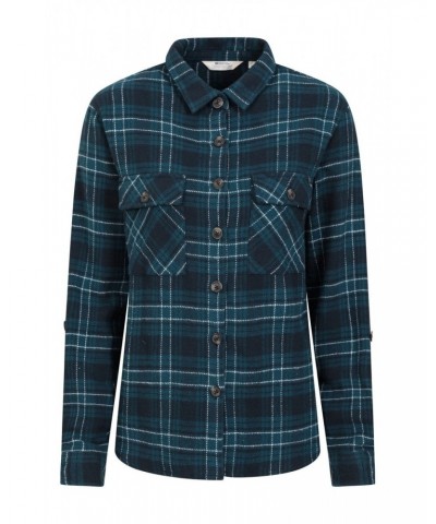 Amber Womens Flannel Shirt Teal $19.60 Tops