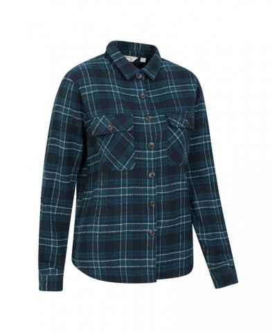 Amber Womens Flannel Shirt Teal $19.60 Tops