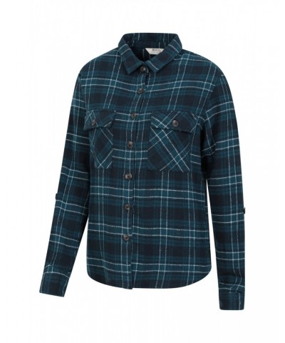 Amber Womens Flannel Shirt Teal $19.60 Tops