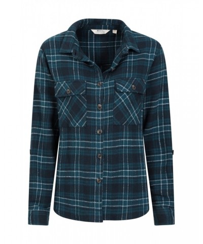 Amber Womens Flannel Shirt Teal $19.60 Tops