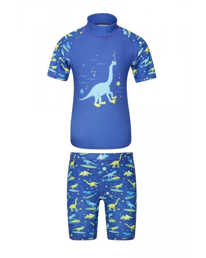 Printed Kids Rash Guard and Shorts Lime $13.24 Tops