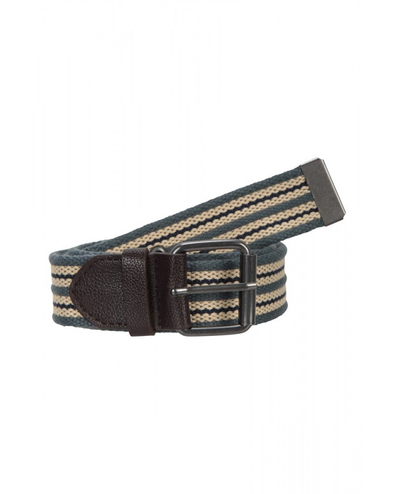 Striped Canvas Mens Belt Blue $10.99 Accessories