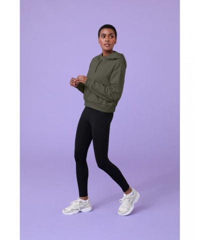 Womens Zip Front Hoodie Dark Khaki $17.15 Tops