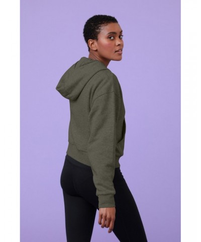 Womens Zip Front Hoodie Dark Khaki $17.15 Tops