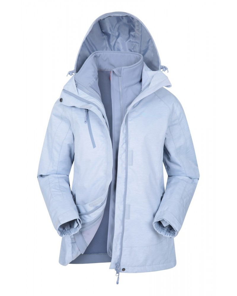 Bracken Melange Womens 3 in 1 Jacket Pale Blue $44.00 Jackets