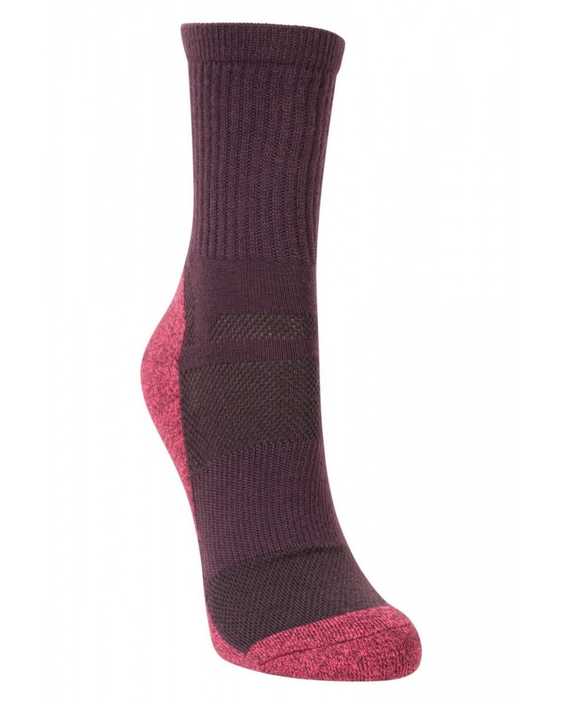 IsoCool Womens Trekker Quarter Length Socks Burgundy $10.99 Accessories