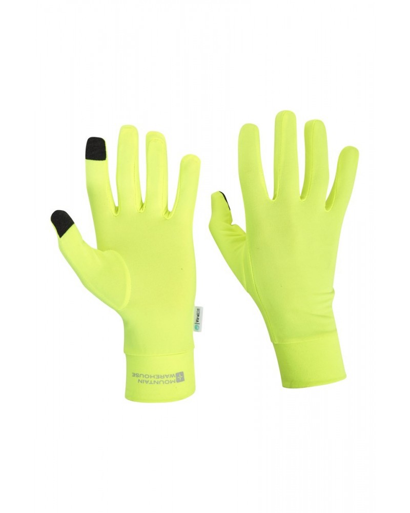 Mens Polygiene Touchscreen Running Gloves Lime $10.19 Accessories