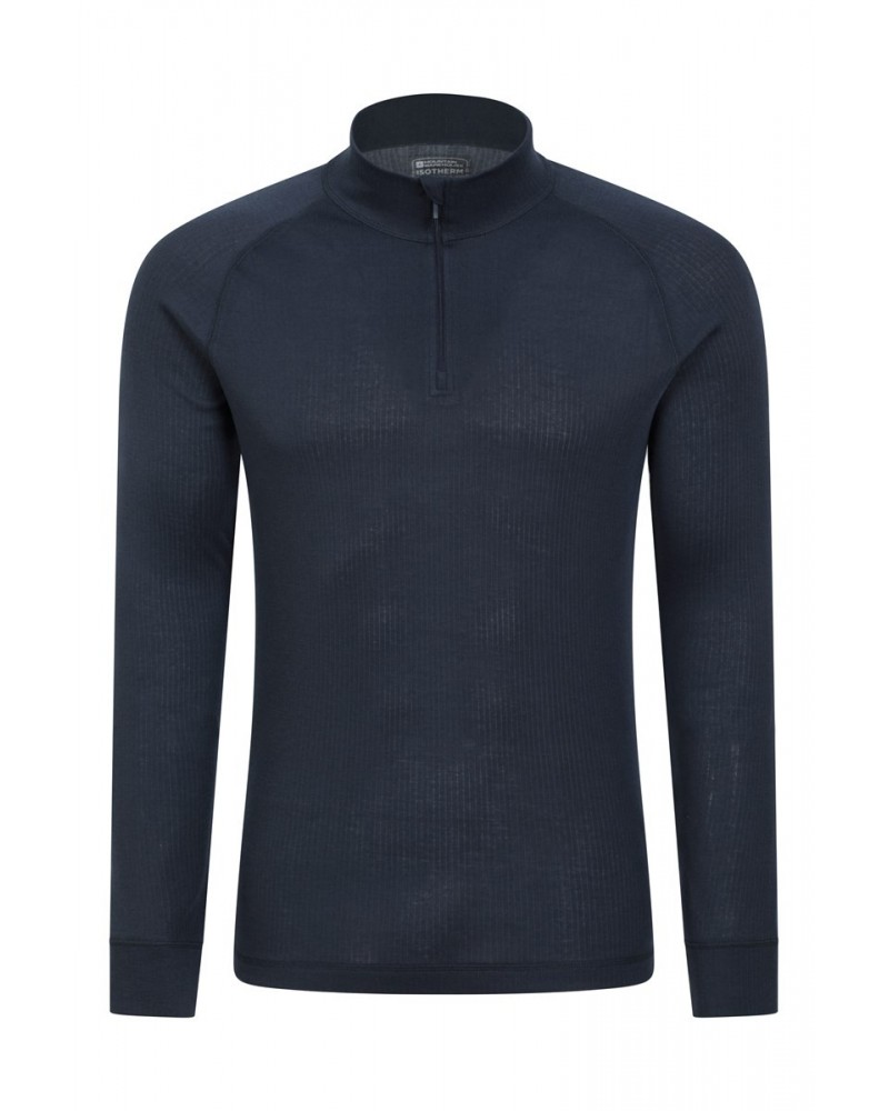 Talus Mens Long Sleeved Zip Neck Top Navy $12.64 Thermals