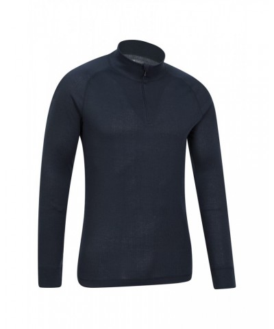 Talus Mens Long Sleeved Zip Neck Top Navy $12.64 Thermals