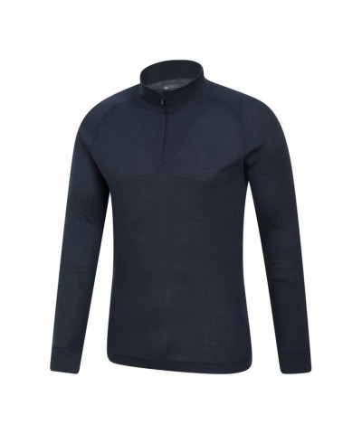 Talus Mens Long Sleeved Zip Neck Top Navy $12.64 Thermals