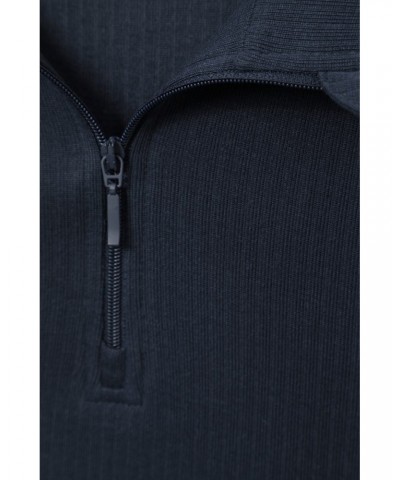 Talus Mens Long Sleeved Zip Neck Top Navy $12.64 Thermals