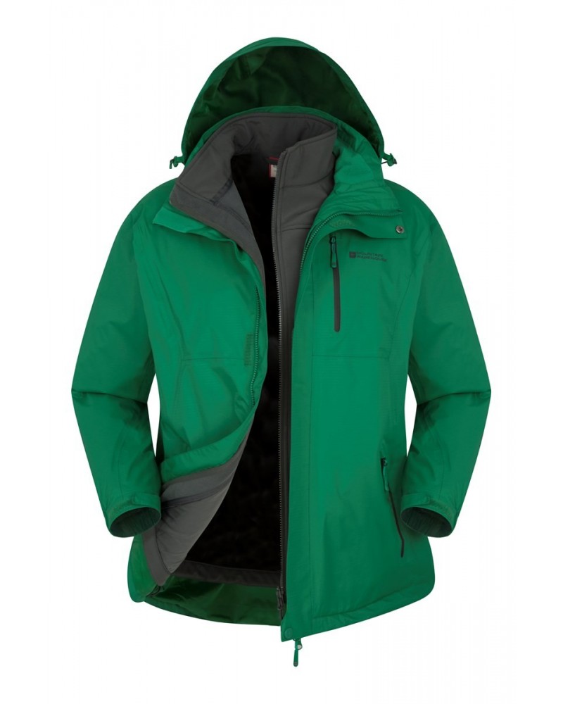 Bracken Extreme 3 in 1 Mens Waterproof Jacket Green $58.50 Jackets