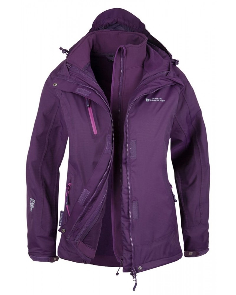 Bracken Extreme Womens 3 in 1 Waterproof Jacket Purple $55.20 Jackets