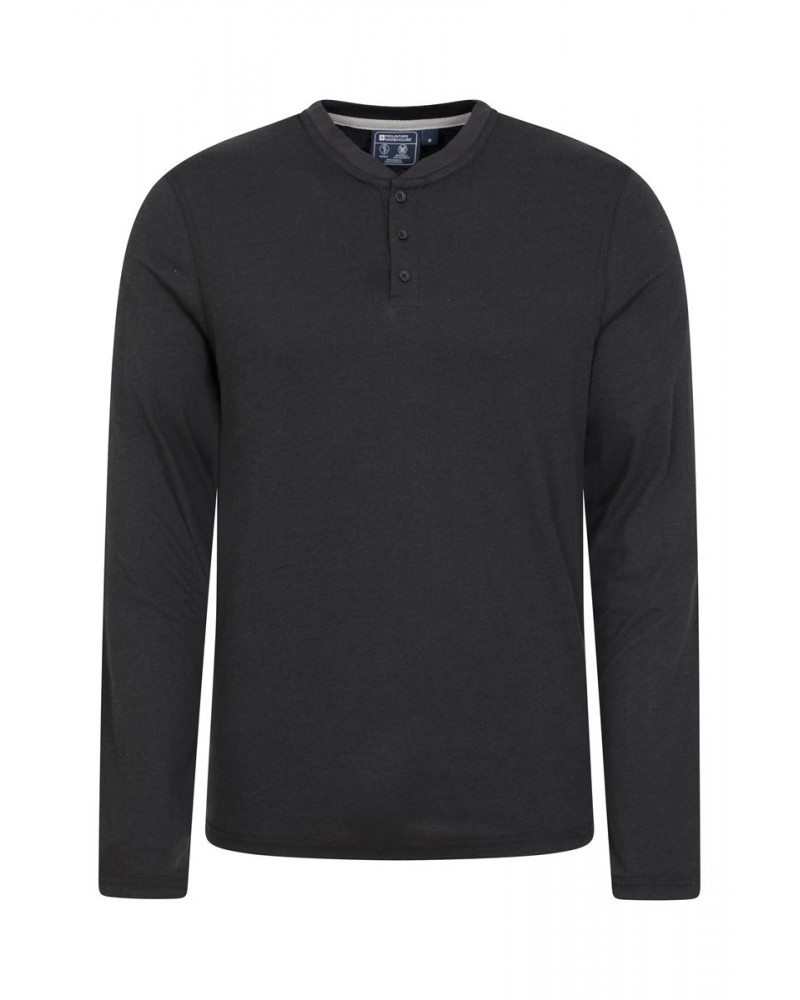 Saunter Mens Bamboo Henley Top Black $22.19 Tops