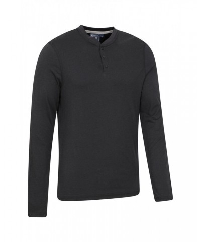 Saunter Mens Bamboo Henley Top Black $22.19 Tops