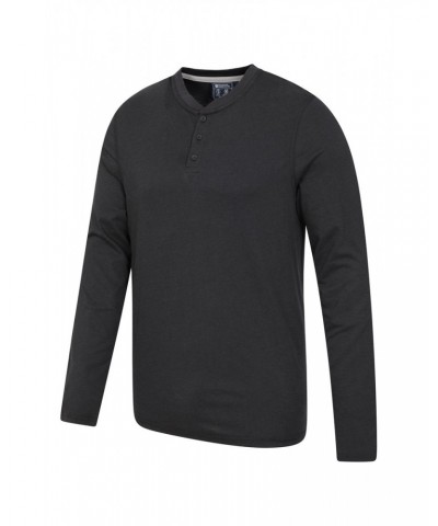 Saunter Mens Bamboo Henley Top Black $22.19 Tops