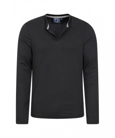 Saunter Mens Bamboo Henley Top Black $22.19 Tops