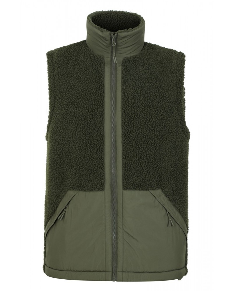 Shoreline Mens Sherpa Hybrid Vest Khaki $25.36 Jackets