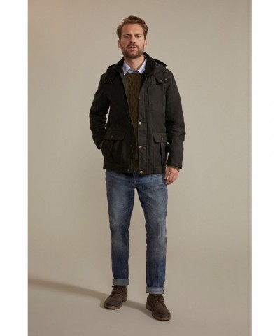 Darlington Mens Waxed Cotton Hooded Jacket Khaki $76.50 Jackets