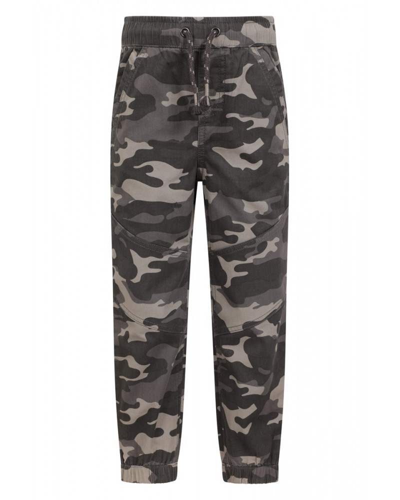 Camo Kids Pants with Reinforced Knees Dark Grey $19.79 Active