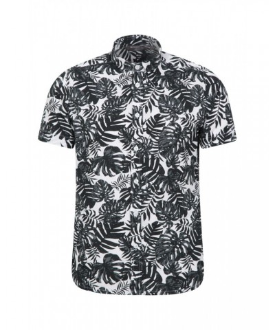 Tropical Printed Slim Fit Mens Shirt Monochrome $12.50 Tops
