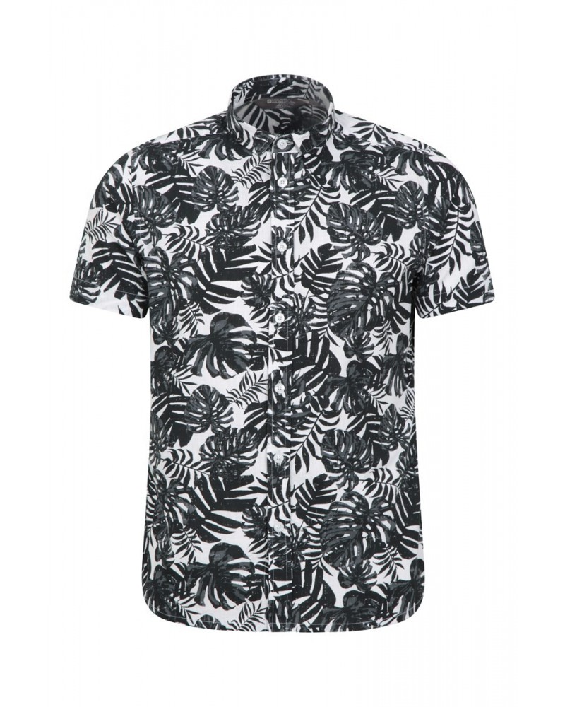 Tropical Printed Slim Fit Mens Shirt Monochrome $12.50 Tops