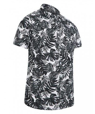 Tropical Printed Slim Fit Mens Shirt Monochrome $12.50 Tops